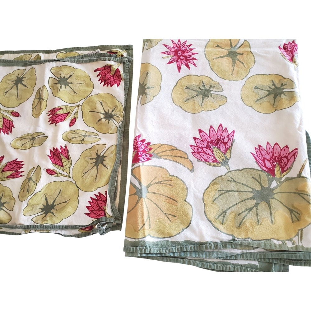 Couleur Nature French Provincial Water Lily Cotton Tablecloth 59x59 & 4 Napkins